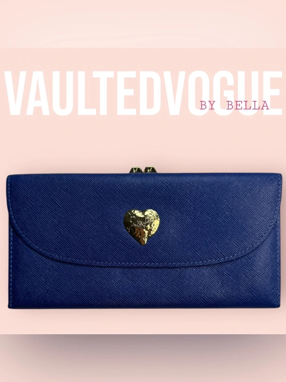 ‼️NOW AVAILABLE‼️ Yves Saint Laurent Blue Women's Wallet with Gold Heart Clasp